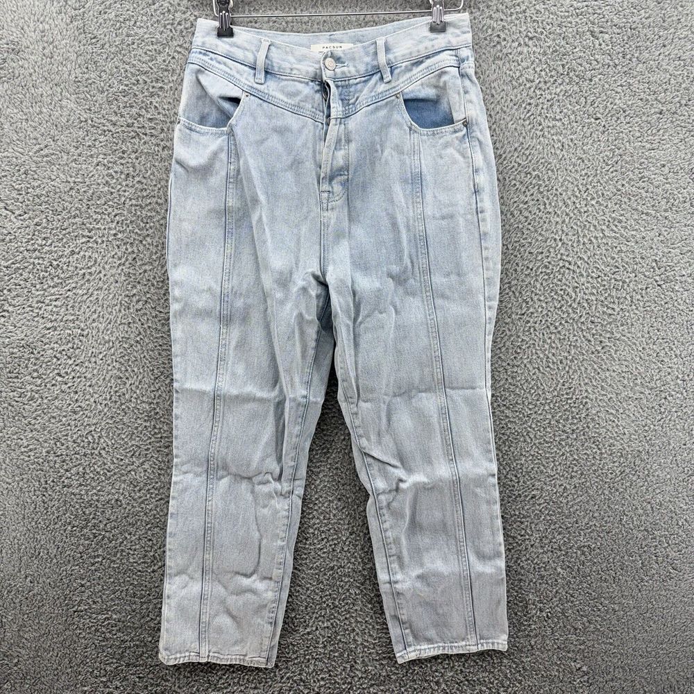 Pacsun Womens 29 Blue Ultra High Rise Straight Mom Jeans Button‎ Fly Fits 30x25